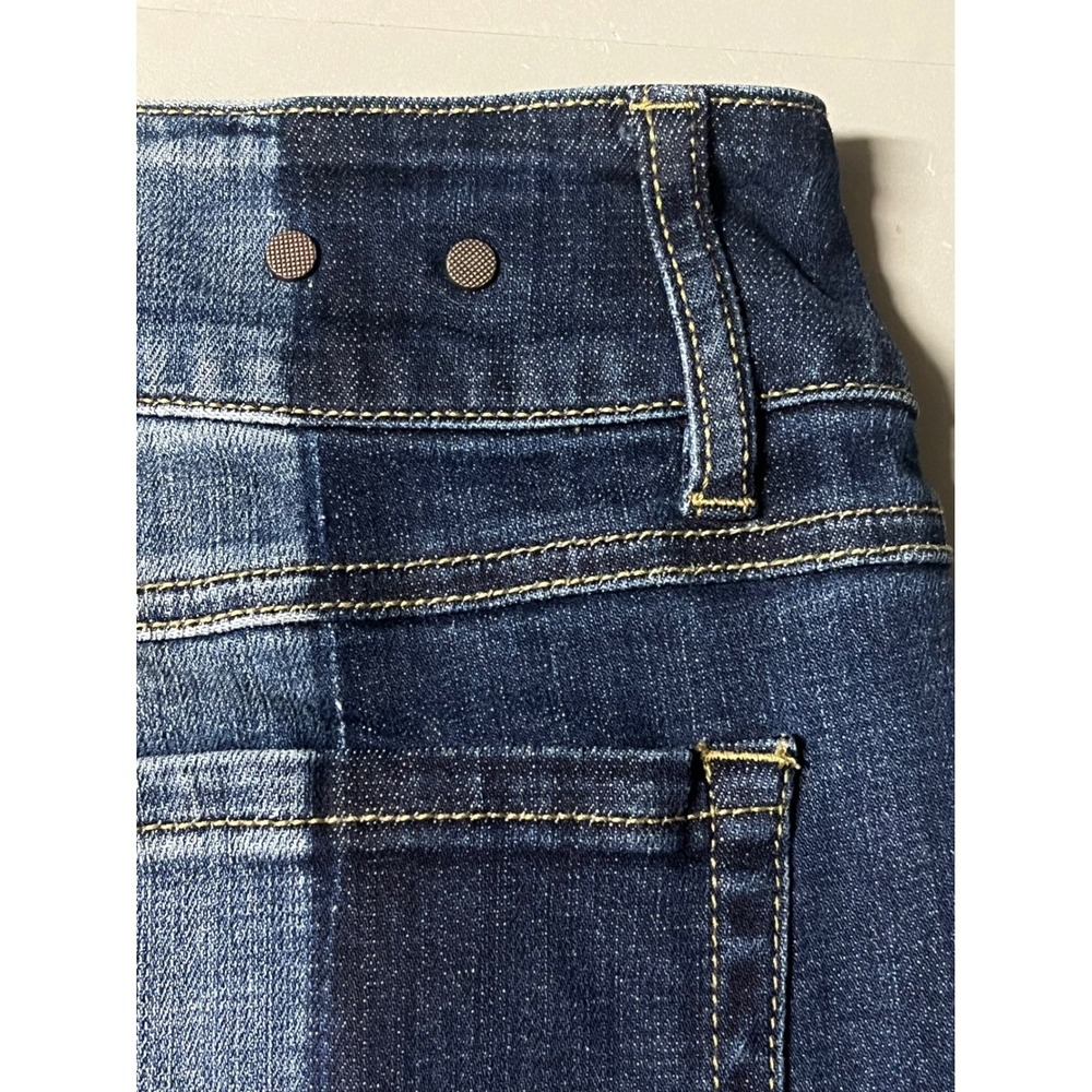 Cabi 6281 Hi-Low Crop Two-Tone Colorblock Jeans Blue Size 10 Womens Denim - Picture 3 of 9